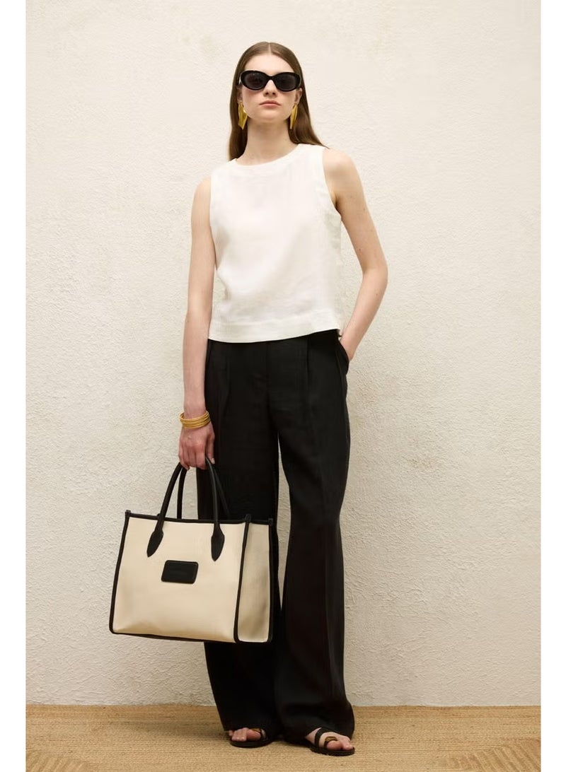 Manuka Zero Sleeve Linen Blouse Ecru - Image 2